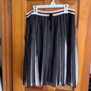 Black and baby pink striped long skirt